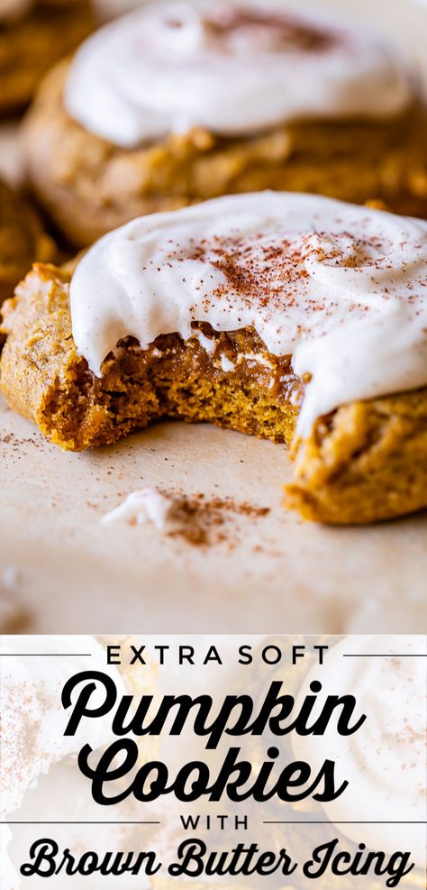 Cookies With Brown Butter, Brown Butter Icing, Pumpkin Cookies Easy, Cookies Fall, Soft Pumpkin Cookies, Recipe Cheesecake, The Food Charlatan, Pumpkin Cookie, Fitness Humor