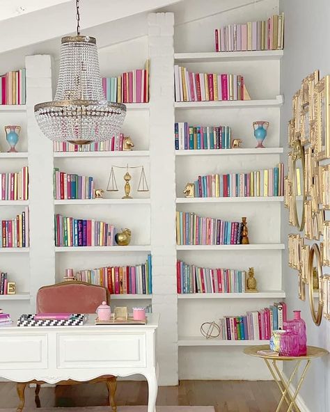 Pink Home Offices, Book Styling, Home Library Rooms, Bookshelf Inspiration, Dressing Room Closet, Home Library Design, Future Apartment Decor, Hill Interiors, Work Spaces