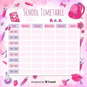 Classroom elements with school timetable Vector | Free Download School Timetable Template Aesthetic, Timetable Template Aesthetic, Time Table For Studying Template, Timetable Ideas Aesthetic, School Timetable Template, Timetable Design, Timetable Template, Table Planner, Daily Planner Printables Free