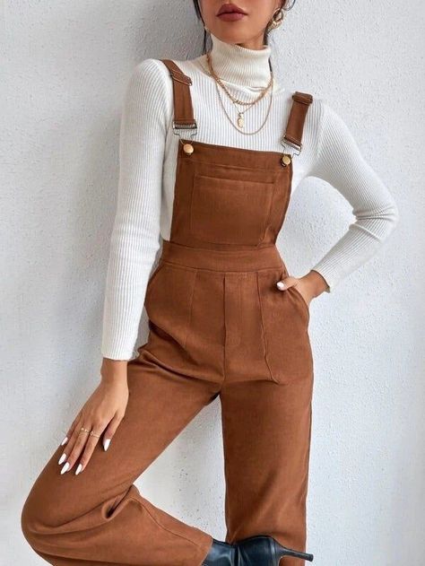 Brown Overalls Outfits, Overalls Outfits, Corduroy Overall, Overall Outfit, Overalls Outfit, Stylish Hoodies, Overall Jumpsuit, Petite Jumpsuit, Jumpsuit Outfit