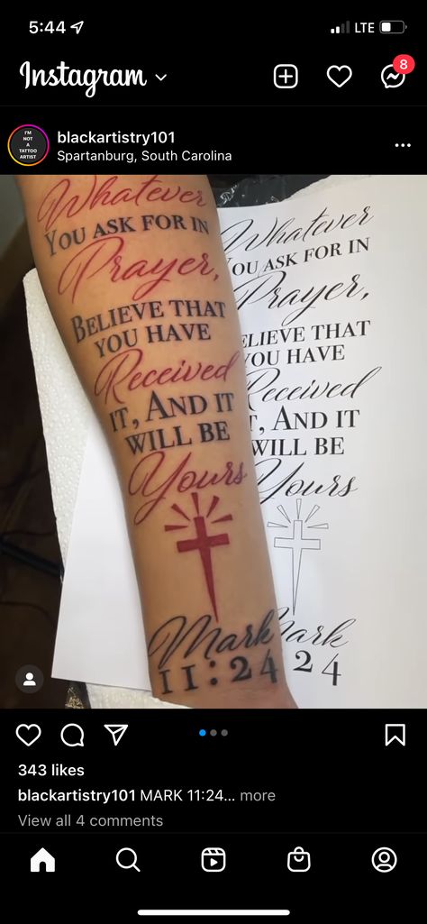 Mark 11:24 Tattoo, 22 Tattoo, Tattoos For Women Half Sleeve, Half Sleeve Tattoos For Guys, Floral Tattoo Sleeve, Cute Tattoos For Women, Funny Vines, Sleeve Tattoos For Women, Tat Ideas