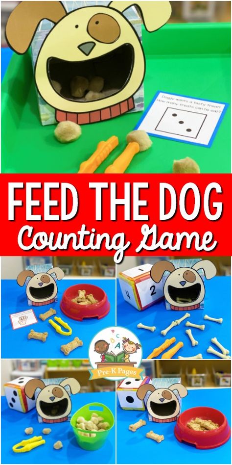 Feed the Dog Counting Activity - Pre-K Pages Pre K Classroom, Counting Activities Preschool, Early Childhood Activities, Pre K Pages, Pets Preschool Theme, Counting Activity, Teaching Numbers, Early Childhood Classrooms, Creative Curriculum