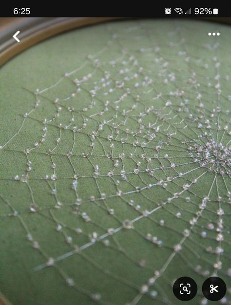 Embroider Spider Web, Embroidery With Beads Tutorial, Beading And Embroidery, Spiderweb Embroidery Designs, Embroidering With Beads, Embroidery Beads Tutorial, Embroidered Spider Web, Embroidery Spider Web, Easy Beaded Embroidery