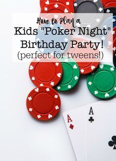 Ever since my husband and brother taught my sons how to play Texas Hold 'Em, they've been wanting to invite their friends over for a Boys Poker Night- so I thought a Boys Poker Night Birthday Party could be a fantastic party theme for a tween! If all of the kids already know how to play poker- awesome! But if not, there are lots of less complicated card games that you can play at the party instead. Here's exactly how this tween birthday party unfolds: Night Birthday Party, Birthday Party At Home, James D'arcy, Poker Party, Games For Boys, Card Games For Kids, Poker Night, Casino Night Party, Gambling Party