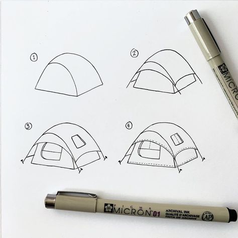 I got a couple comments on my last post asking how I draw tents, so I went ahead and created this little tutorial for you today! ⛺️ I drew… Jen Aranyi, Tent Drawing, Homemade Stamps, Travel Doodles, Bear Crafts, What To Draw, Arts Ed, Camping Art, Mountain Art