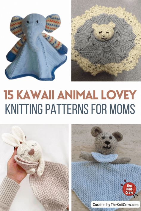 I made a list of animal lovey knitting patterns that you can make for your next knitting project. Perfect for gifting to babies on special occasions like birthdays and baby showers. Check out the entire collection of knit patterns and save your favorite for later. Knit patterns curated by TheKnitCrew. Knit Lovey Pattern, Easy Knit Animals For Beginners, Knitted Lovey Pattern Free, Knitted Baby Gifts Free Pattern, Knitted Stuffed Animals Patterns Free, Knitted Lovey, Knit Toys Free Pattern Stuffed Animals, Animal Security Blanket, Playful Penguins