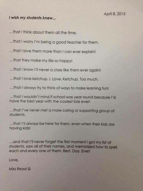 I wish my students knew.... I Wish My Teacher Knew, End Of School Year, Teaching Middle School, My Teacher, End Of School, Behavior Management, Teaching Classroom, Teaching Tips, That's Love