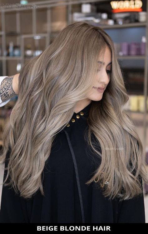 Ash Blonde Hair With Highlights, Beige Hair Color, Dark Ash Blonde Hair, Beige Blonde Hair Color, Ash Blonde Hair Balayage, Beige Blonde Balayage, Blond Beige, Beige Blonde Hair, Mushroom Hair