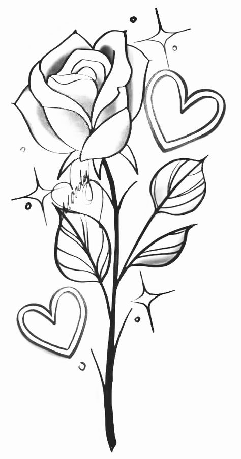 Rose Coloring Pages Free Printable, Pencil Art Drawings Flowers, February Tattoo Ideas, Couples Coloring Pages, Simple Coloring Pages Aesthetic, Designs For Drawing, Abstract Flower Tattoos, Rose Doodle, Heart With Wings Tattoo