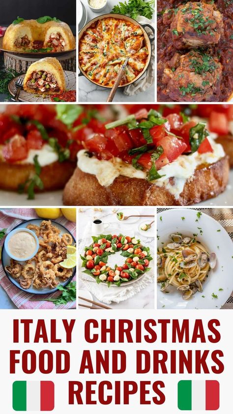 Italy Christmas Food and Drinks Recipes Italian Christmas Food, Italian Holiday Recipes, Italian Christmas Eve Dinner, Italian Christmas Desserts, Italian Christmas Dinner, Italian Thanksgiving, Italian Christmas Traditions, Pasta Italy, Roasted Pork Loin