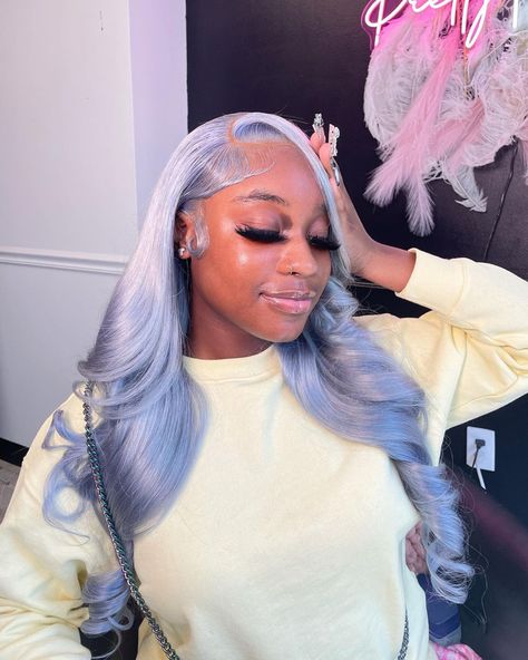 Icy Blue Wig, Blue Lace Wig, Wig Installs, October Books, Frontal Wig Hairstyles, Birthday Hairstyles, Quick Natural Hair Styles, Hairdos For Curly Hair, Dope Hairstyles