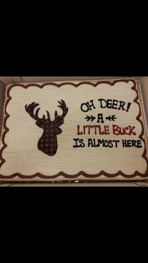 Buck Or Doe Gender Reveal Cake, Hunting Baby Shower Cake, Lumberjack Baby Shower Cake, Deer Baby Shower Cake, Deer Baby Shower Boy, Hunting Baby Shower Theme, Dallas Cowboys Baby Shower, Baby Shower Cupcake Cake, Baby Shower Sheet Cakes