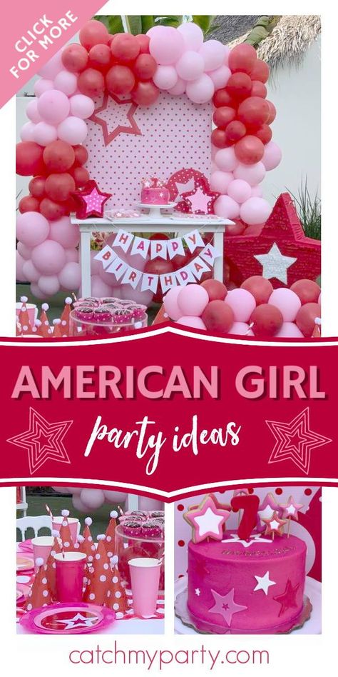 American Girl Cakes, American Girl Party, American Girl Birthday Party, American Girl Birthday, American Girl Parties, 7th Birthday Party Ideas, 7 Birthday, Girls Birthday Party Decorations, Girls Party Decorations