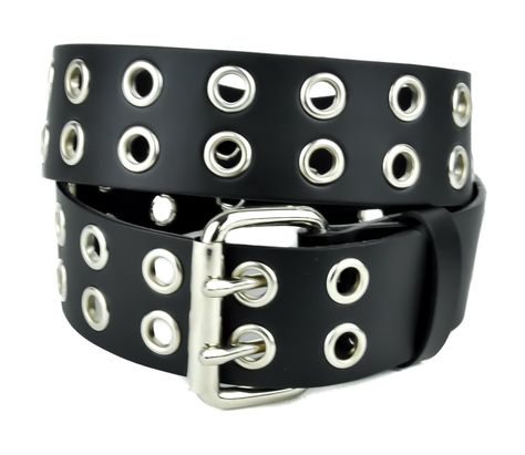 2 Row 1/2" Silver Eyelet Grommet Black Leather Belt 1-3/4" Wide Real 1/8" thick Quality Black Leather. Heavy Buckle Closure. 1-3/4" inches wide. Small : 28" inches - 34" inches Medium : 30" inches - 36" inches Large : 32" inches - 38" inches X-Large : 34" inches - 40" inches XX-Large : 36" inches - 42" inches Eyelet Belt, Grommet Belt, Belt Wide, Eyelets & Grommets, Gothic Bracelet, Goth Boots, Silver Belt, Silver Belts, Emo Outfits