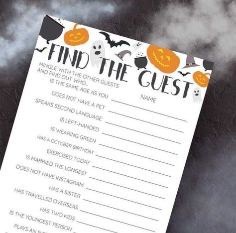 Ice Breaker Games For Adults, Halloween Block Party, Halloween Party Packs, Ice Breaker Game, Halloween Party Activities, Printable Party Games, Hocus Pocus Party, Halloween Baby Shower Theme, Find The Guest