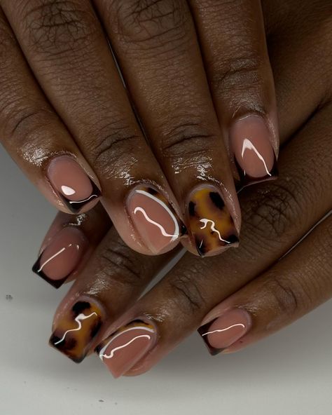 I still have availability next week, book now!!🤎🤎🤎 #naturalnails #agalore #buildergel Short Tortoise Shell Nails, Short Natural Nails Designs, Turtle Shell Nails, Earthy Nails, Short Natural Nails, Length Nails, Funky Fingers, Nails Styles, Abstract Nails