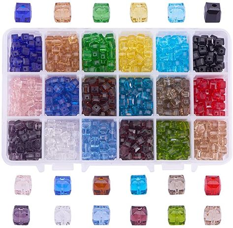 Glazed Glass, How To Make Christmas Tree, Square Bead, Beading Projects, Bead Shop, Lampwork Glass Beads, Earring Jewelry, Beads For Jewelry Making, Beads For Jewelry