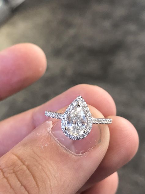 Pear Shaped Wedding Rings, Pear Shaped Engagement Ring, White Topaz Engagement Ring, Pear Shaped Diamond Engagement Rings, Ring Upgrade, Pear Shaped Diamond Ring, Pear Diamond Engagement Ring, Halo Style Engagement Rings, Ring Inspo