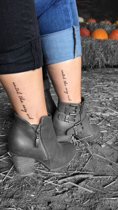 Harry Potter Tattoos Ankle, Bestie Harry Potter Tattoos, Brother Sister Tattoo Harry Potter, Harry Potter Tattoos Until The Very End, Harry Potter Tattoos Best Friends, Harry Potter Duo Tattoos, Friendship Tattoos Harry Potter, Bff Harry Potter Tattoos, Sister Harry Potter Tattoos