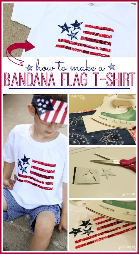 Bean Crafts, Sew Bandana, Bandana Flag, Bandana Crafts, Baby Cut, Nifty Crafts, 4th Of July Crafts, Blue Crafts, 4th Of July Ideas