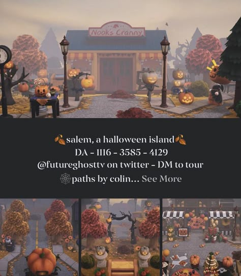 Acnh Salem Island, Acnh Halloween Cutout, Halloween Villagers Acnh, Halloween Codes Acnh, Halloween Island Acnh, Aesthetic Acnh Island Names, Acnh Spooky Island, Acnh Halloween Island Ideas, Acnh Halloween Island