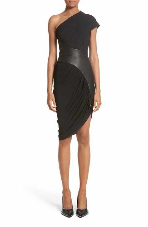 Leather Detail, Guest Dress, Dress Silhouette, Dress Outfit, Leather Dress, Nordstrom Dresses, Elegant Fashion, Alexander Wang, Cocktail Party