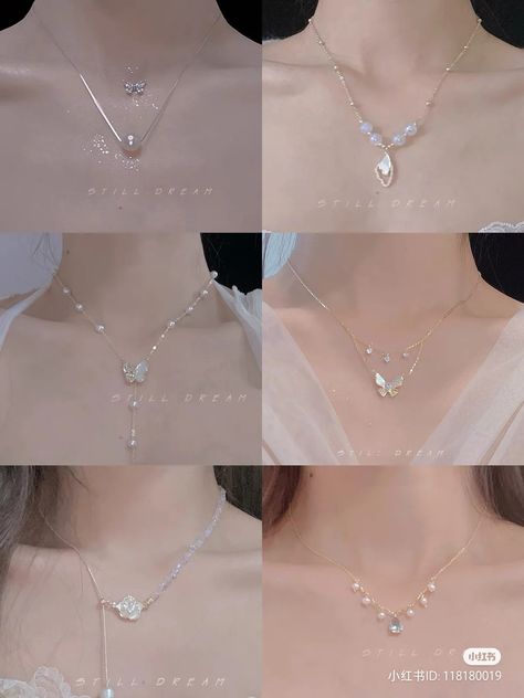 Perhiasan Aesthetic, Kalung Aesthetic, Ethereal Necklace, Korean Necklace, Ethereal Jewelry, Neck Pieces Jewelry, Korean Accessories, Pretty Jewelry Necklaces, Cute Piercings