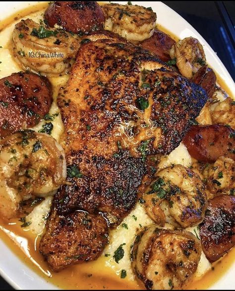 #follow #foodie #food #foodblog #dinner #lunch #lifestyle #blogging #blog #blogger #yummy #tasty #mrlukiesmith Cajun Butter Salmon, Shrimp And Sausage, Cajun Butter, Salmon And Shrimp, Butter Salmon, Cheese Grits, Soul Food Dinner, Shrimp And Grits, Food Goals