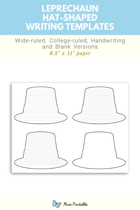 Leprechaun Hat Template, Writing Paper Template, Handwriting Lines, Hat Template, Writing Template, Lined Writing Paper, Leprechaun Hat, Leprechaun Hats, Writing Templates