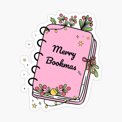 Get my art printed on awesome products. Support me at Redbubble #RBandME: https://www.redbubble.com/i/sticker/Merry-Bookmas-Pink-bookish-chrismtas-by-Myttong/166787895.EJUG5?asc=u Merry Bookmas, Aesthetic Christmas, Planner Stickers, My Art, Awesome Products, Art Prints, For Sale, Christmas, Pink