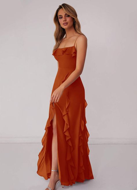 Sweetheart Neckline Bridesmaid Dress, Bridesmaid Dresses Orange, Rust Maxi Dress, Matric Dance Dresses, Dresses Orange, Matric Dance, Orange Bridesmaid Dresses, Wedding Board, Orange Dress