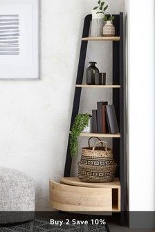 Corner Unit Living Room, Corner Self, Corner Shelves Living Room, Corner Table Living Room, Ladder Shelf Decor, Corner Ladder Shelf, Corner Shelf Ideas, Center Table Living Room, Shelf Decor Living Room