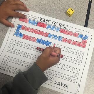 Math 100 Day Activities, 100th Day Games Kindergarten, 100 Day Math Activities 1st Grade, Race To 100 Math Game, Race To 100, Kindergarten February, 100s Day, Early Years Maths, 100 Day Of School Project