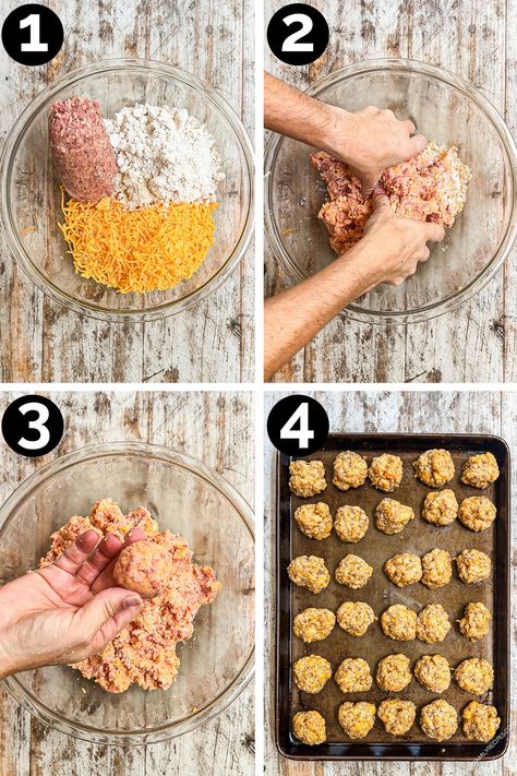 Discover the joy of simplicity and flavor with these easy Red Lobster Cheddar Bay Biscuit Sausage Balls—your go-to for the best sausage ball recipe that's perfect for breakfast, brunch, or a holiday appetizer. Featuring a delightful blend of breakfast sausage and sharp cheddar, these easy sausage balls are a crowd-pleasing sensation. Effortless to make ahead and freezer-friendly, elevate your snack game with these bites that promise to steal the show at any gathering. Cheddar Bay Biscuit Sausage Balls, Biscuit Sausage Balls, Cheddar Bay Sausage Balls, Best Sausage Ball Recipe, Easy Sausage Balls, Easy Sausage Balls Recipes, Sausage Ball, Sausage Balls Bisquick, Salads Appetizers