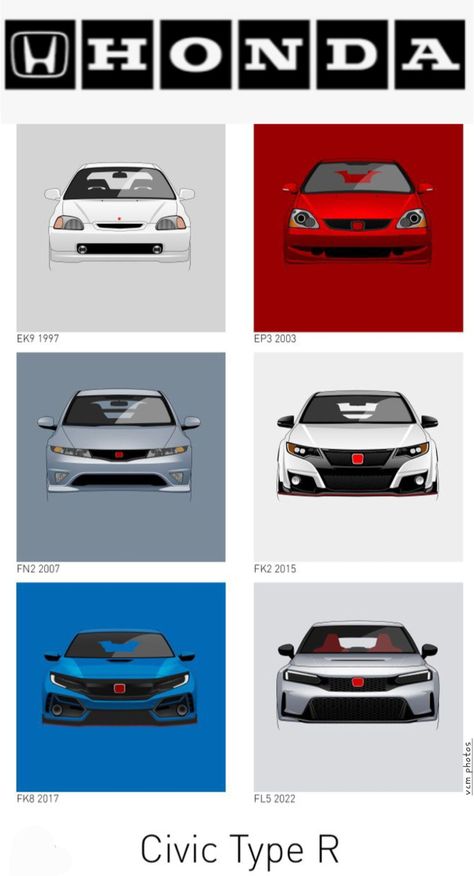 #HONDA CiViC TypeR(97-2022) Honda Civic Artwork, Honda Civic Fk8, Civic Fk, Honda Civic 1995, Ek Civic, Honda Hatchback, Cars Cartoon, Honda Civic Car, Civic Car