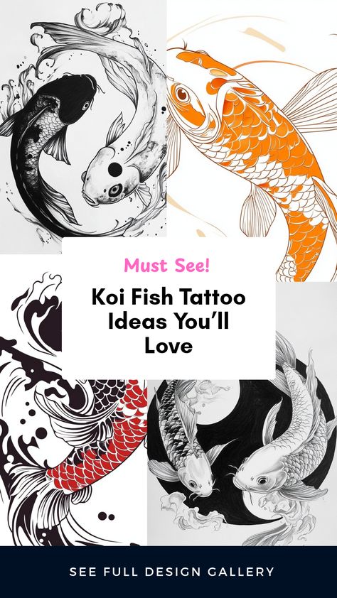 This pin showcases 4 images of captivating koi fish tattoo designs that symbolize perseverance and beauty. Discover 57 inspiring ideas that speak to the heart and add meaning to your body art. Mandala Koi Fish Tattoo, Koi Fish Thigh Tattoo Women, Japanese Koi Fish Tattoo Sleeve, Koi Fish Tattoo Japanese Style, Meaning Of Koi Fish, Koi Fish Tattoo Ideas, Japanese Fish Tattoo, Fish Tattoo Ideas, Koi Fish Tattoos