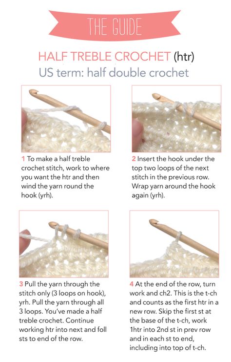 Half Treble Crochet, Triple Crochet Stitch, Triple Crochet, Treble Crochet, Crochet 101, Simply Crochet, Crochet Knit Stitches, Crochet Lessons, Crochet Stitches For Beginners