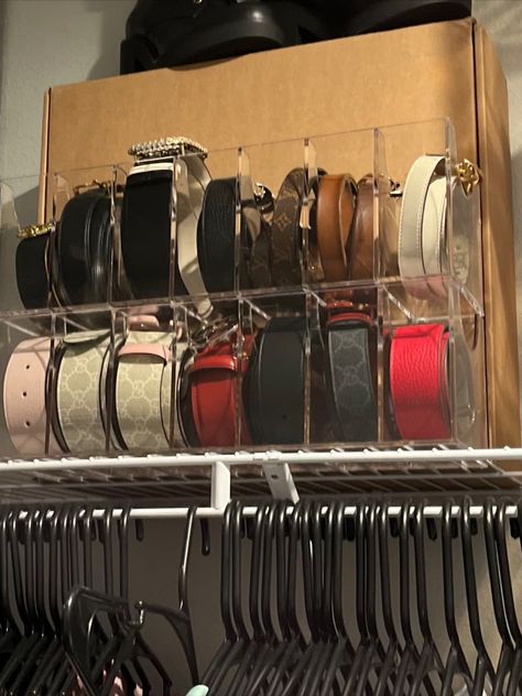 How To Store Belts In Closet, Belt Organization Ideas Closet, How To Organize Belts, Belt Organization Ideas, Store Belts Organizing Ideas, Tie And Belt Organizer Closet Storage, Tie Storage, Belt Storage, Belt Rack