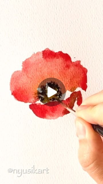 Red Poppies Painting Watercolor Flowers, Poppies In Watercolor, Watercolour Poppies Watercolor Tutorials, Poppy Watercolour Painting, Poppies Watercolor Painting, Watercolor Poppy Flower, Watercolor Poppies Tutorial, Akvarel Painting, Red Watercolor Painting