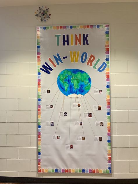 Habit 4: Think Win-Win Bulletin Board Idea. Teaching students the power of young global leaders who did something amazing to contribute to the world. 🌍 Habit 4 Think Win Win, Bulletin Board Ideas, Teaching Students, Student Teaching, Board Ideas, Bulletin Boards, Bulletin Board, School Year, To The World