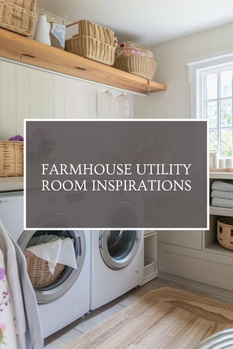 Explore farmhouse utility room ideas for an organized home. This pin shows storage solutions and rustic decor that creates efficiency and charm in your utility space. Vintage Cottage Laundry Room, Joanna Gaines Laundry Room Ideas, Farmhouse Utility Room, Utility Room Inspiration, Joanna Gaines Laundry Room, Cottage Laundry Room, Utility Room Organization, Utility Space, Utility Area