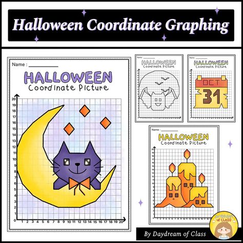 Halloween Coordinate Graphing Worksheet is an engaging and educational activity designed for students to practice plotting points on a coordinate plane.👻🎃🍂 . #CoordinateGeometry #MathWorksheets #Graphing #CoordinatePlane #MathPractice #4thGradeMath #5thGradeMath #STEMEducation #MathActivities #GeometryFun #InteractiveLearning #HomeschoolMath #ClassroomResources #CommonCoreMath #MathGames #GraphingPoints #ElementaryMath #MathForKids #PrintableWorksheets #teacherresources Halloween Graphing, Coordinate Graphing Mystery Picture, Halloween Coordinate, Mystery Picture Graph, Coordinate Graphing Pictures, Coordinate Plane Graphing, Plotting Points, Fall Math Activities, Coordinate Geometry