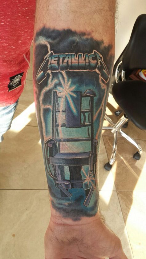 Ride the Lightning! Metallica Tattoo Ride The Lightning, Metallica Ride The Lightning Tattoo, Tattoo Ideas Japanese Style, Ride The Lightning Tattoo, Tattoo Ideas Japanese, Small Nature Tattoo, Small Face Tattoos, Metallica Tattoo, Justice Tattoo