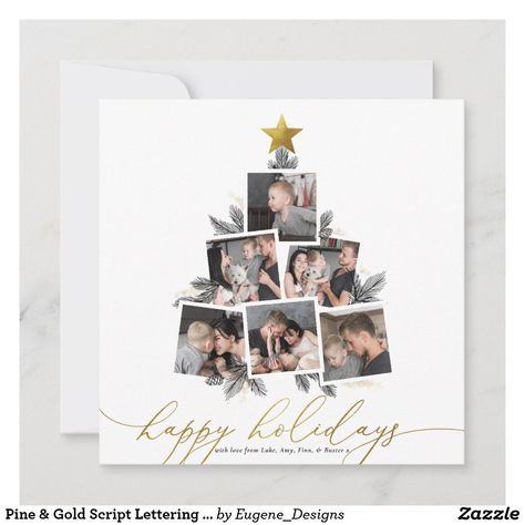 Christmas Tree Photo, Photo Christmas Tree, Christmas Photo Card Template, Christmas Holiday Photos, Newlywed Christmas, Tree Photo, Photo Card Template, Gold Holiday, Holiday Design Card