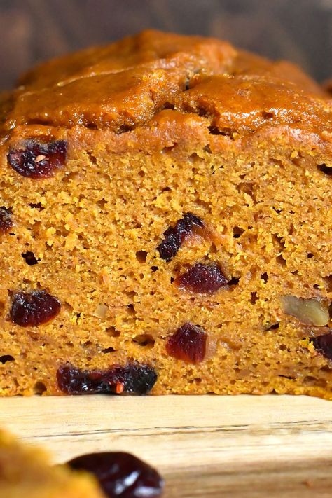 Pumpkin Cranberry Bread Libby’s Cranberry Pumpkin Bread, Cranberry Pumpkin Bread, Holiday Breads, Pumpkin Cranberry Bread, Cranberry Pumpkin, Cranberry Bread Recipes, Spiced Walnuts, Pumpkin Treats, Holiday Bread