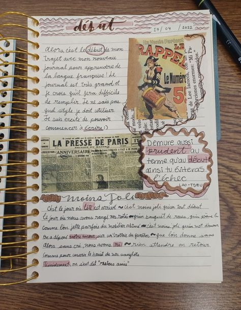 Language Journal Aesthetic, French Language Learning Aesthetic, Language Journal Layout, Foreign Language Journal, Language Learning Aesthetic, Language Learning Journal, Learning Diary, Learning Aesthetic, Style Language