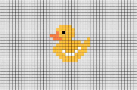 Duck Pixel Art Bird Pixel Art, Pixel Art Animals, Melt Beads Patterns, Tiny Cross Stitch, Easy Pixel Art, Pixel Art Templates, Hama Beads Design, Pixel Drawing, Diy Perler Bead Crafts