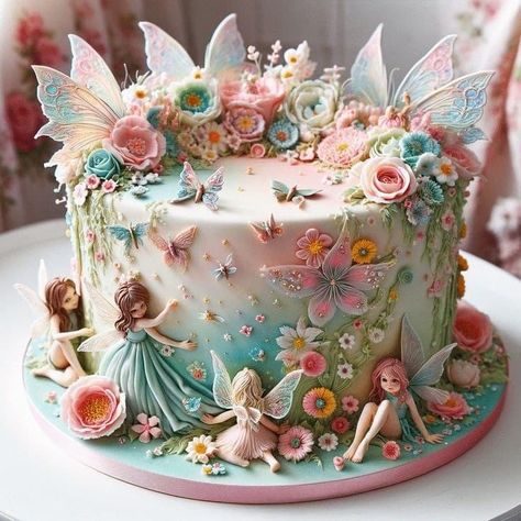 Fairy Cupcake Ideas, Fairy Birthday Cake Ideas, Fairytale Birthday Cake, Fairytale Cake, Masha Cake, Fairy Birthday Cake, Decorative Cakes, Unique Birthday Cakes, Fantasy Cake