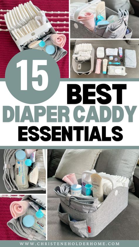 Stay prepared for every diaper change! Discover essential tips on how to organize a diaper caddy so you have everything you need at your fingertips. Perfect for new parents looking to stay organized and efficient. Diaper Caddy Baby Shower Gift Basket, What To Put In A Diaper Caddy, Baby Caddy Essentials, Nappy Caddy Essentials, Diaper Changing Table Organization, Car Diaper Caddy Essentials, Diaper Station Organization, Diaper Cart Essentials, Baby Caddy Organizer Cart