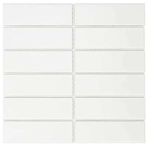 TheMosaicFactory 6" x 2" Straight Edge Porcelain Grid Mosaic Sheet Tile | Wayfair White Mosaic Tile, Mosaic Tile Sheets, Rectangle Tiles, White Mosaic, Porcelain Mosaic Tile, Tile Saw, Tile Inspiration, Tiles Texture, Porcelain Mosaic